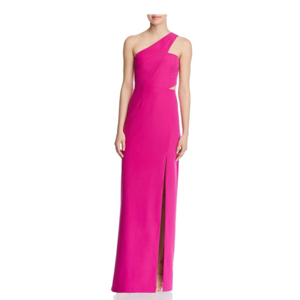 Aidan Mattox Pink One-Shoulder Maxi Dress